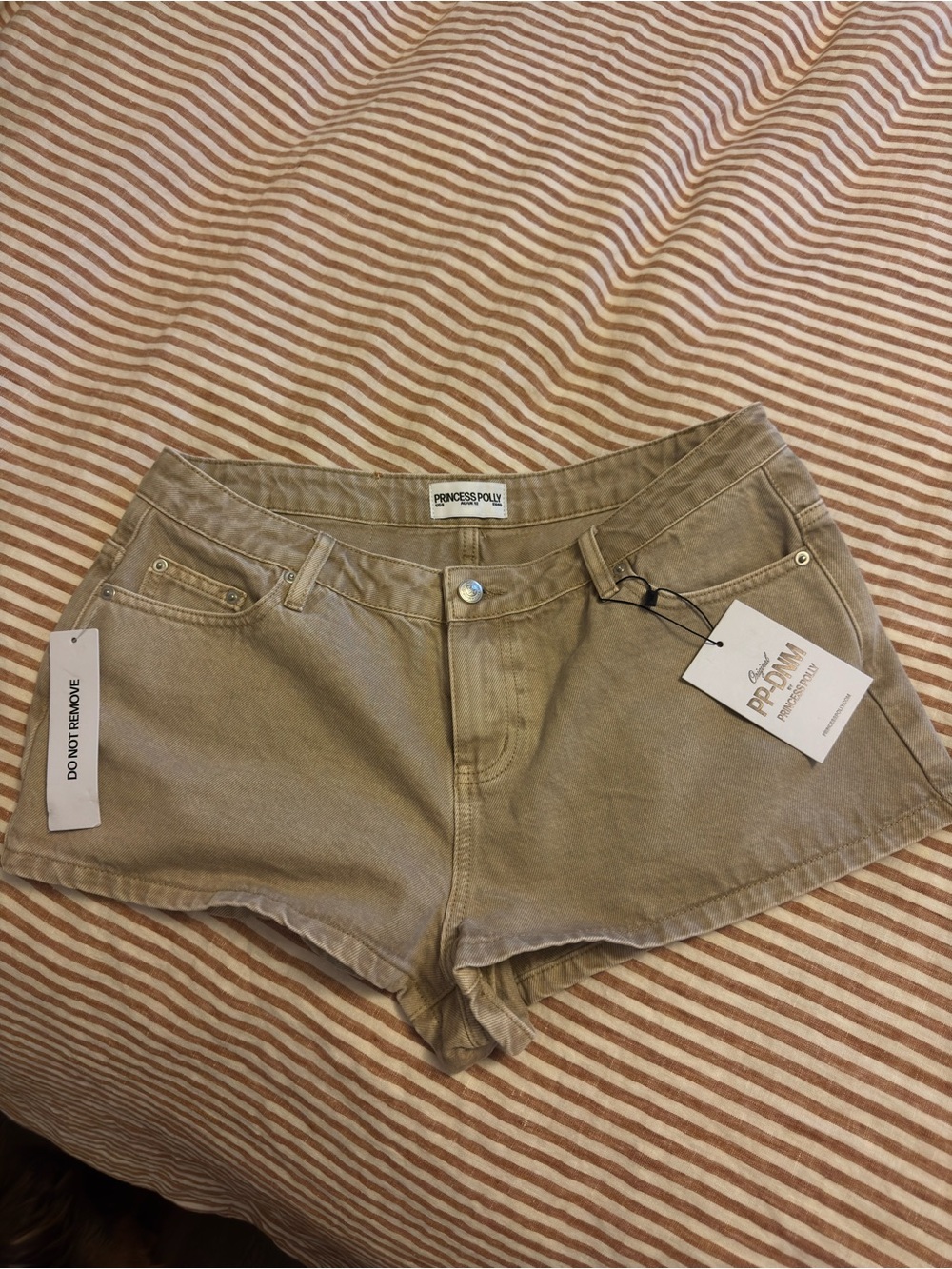 Princess Polly Women's Light Beige Denim Cutoff Shorts